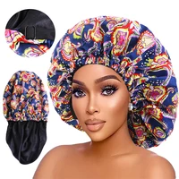 New Large Women Satin Bonnet Hat Layer Reversible Sleep Cap Reversible Adjustable Night Sleep Cover Cap for Curly Natural Hair 1