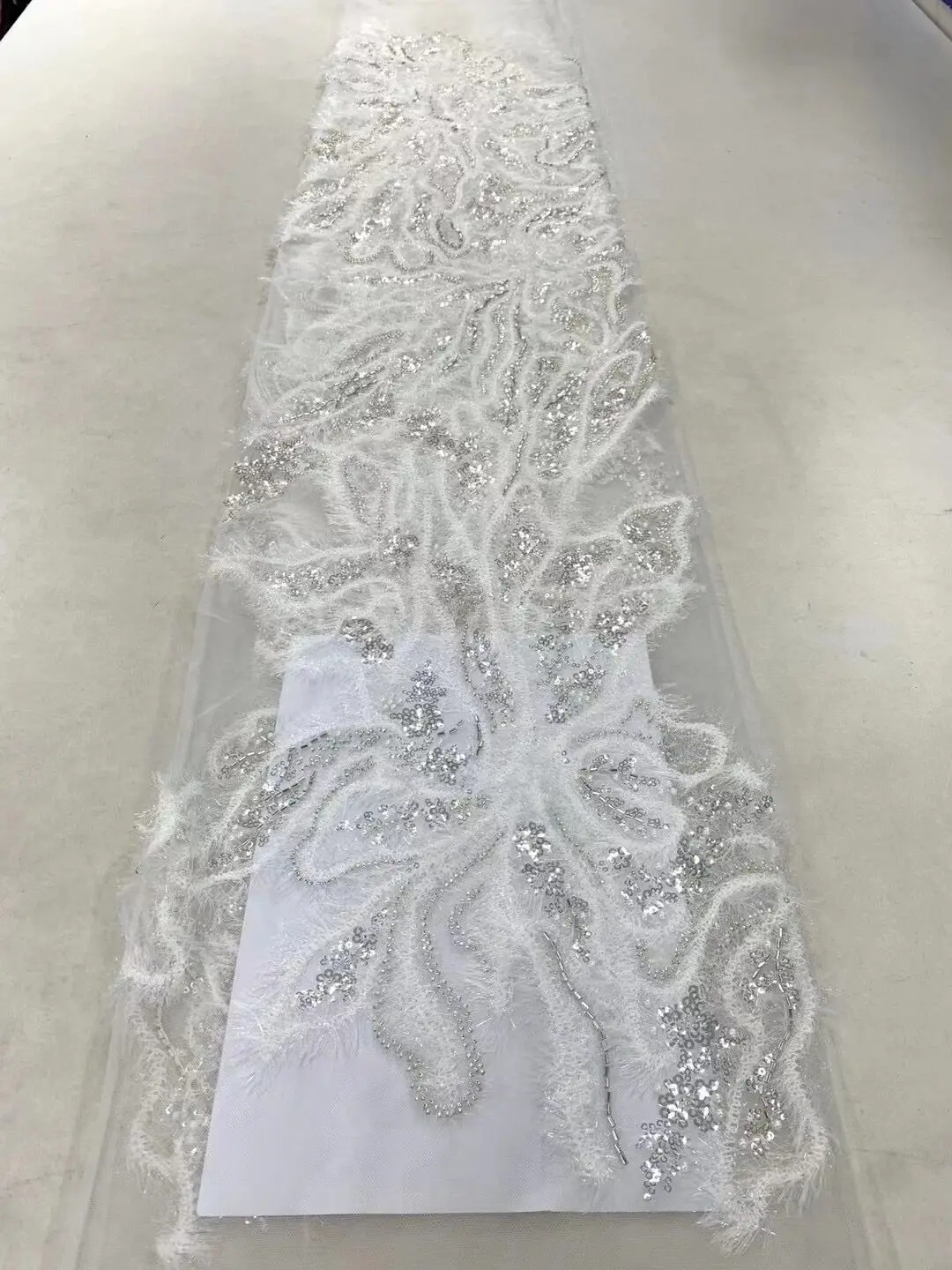 

Beautiful Sequins Beads Embroidered French Mesh ZH-13063712 Tulle Lace African Lace Fabirc For Nigerian Dresses Weddings Party