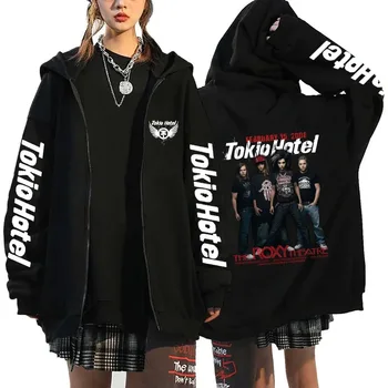 الرجال النساء Tokio Hotel Kaulitz 89 الصوف المتضخم زمم هوديي الهيب هوب الشارع نمط سترة 5