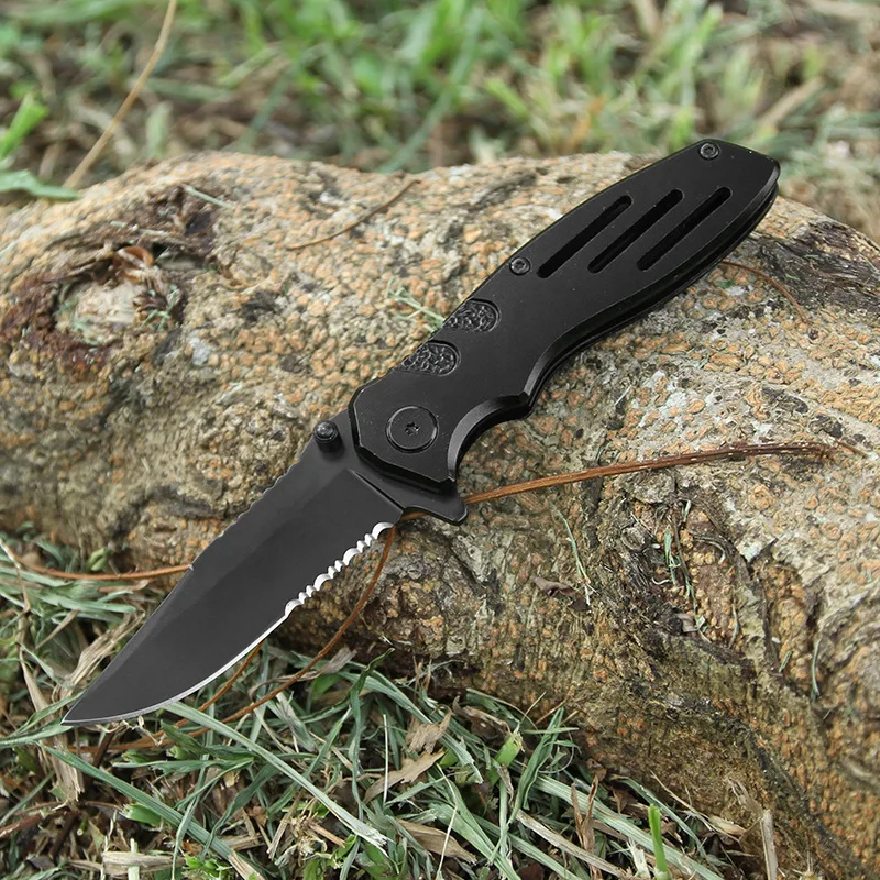 

Multifunctional folding knife knife tactical military with black aluminum handle
