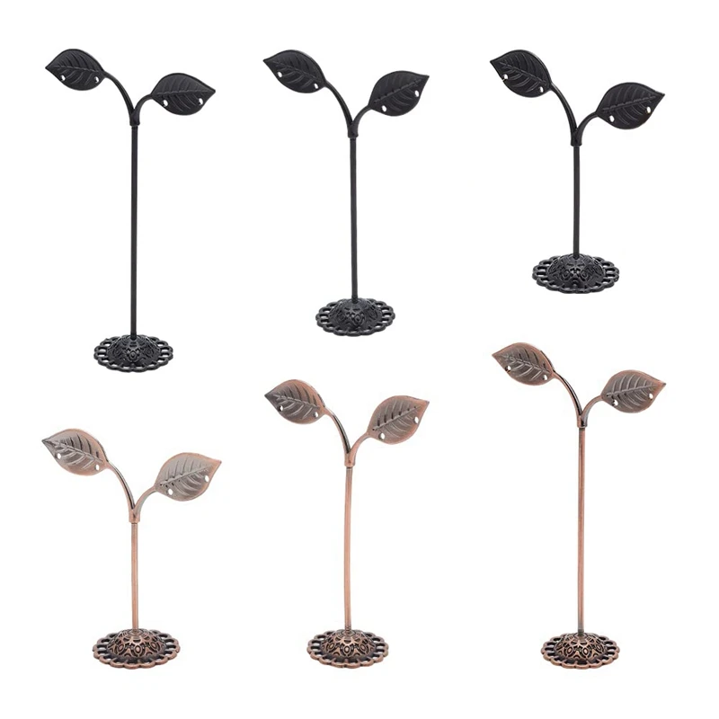 6Pcs Leaf Shape T Shape Earring Display Stand Jewelry Organizer For Retail Photography Prop 6pcs leaf shape t shape earring display stand jewelry organizer for retail photography prop