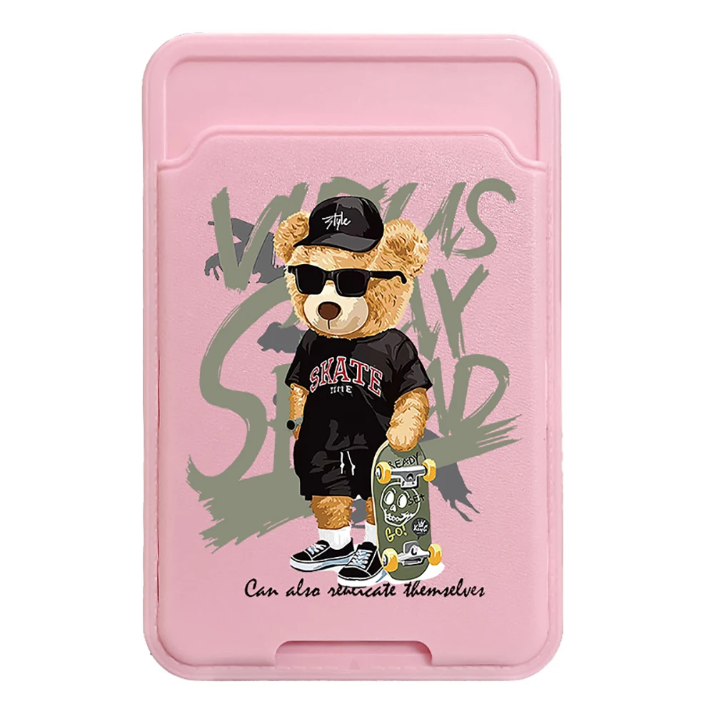 Skateboard Bear Phone Wallet Stick-On Credit Card Holder