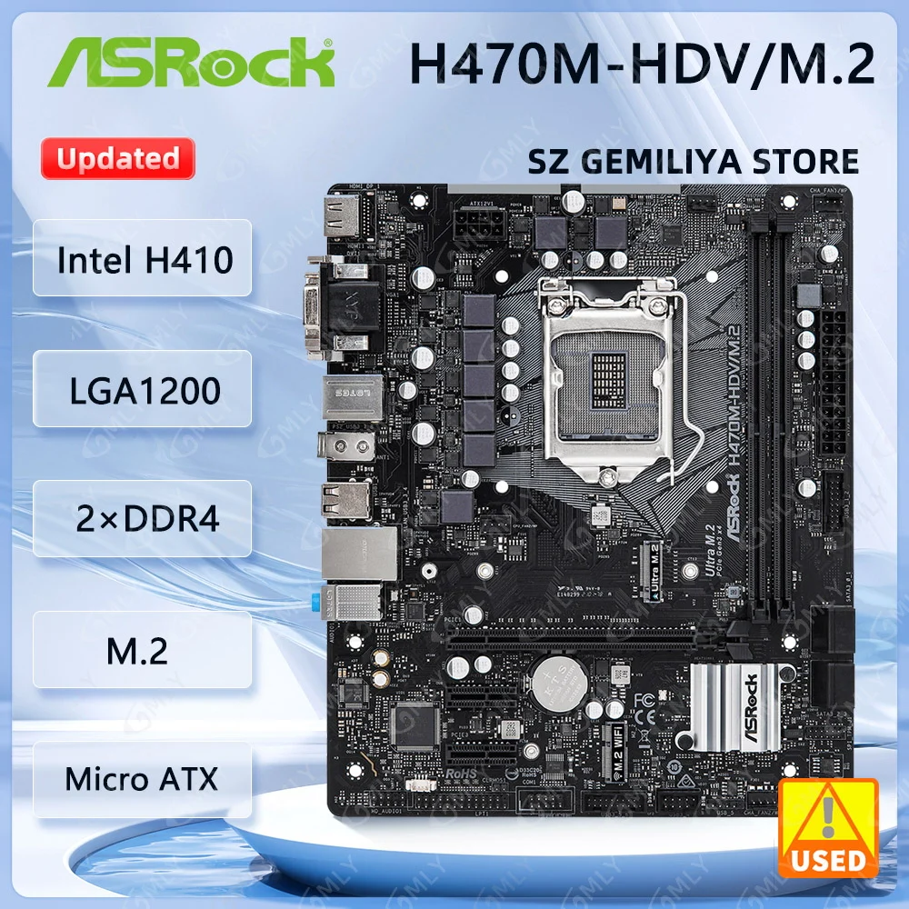 ASROCK H470M-HDV/M.2 Motherboard H470 Motherboard LGA 1200 DDR4