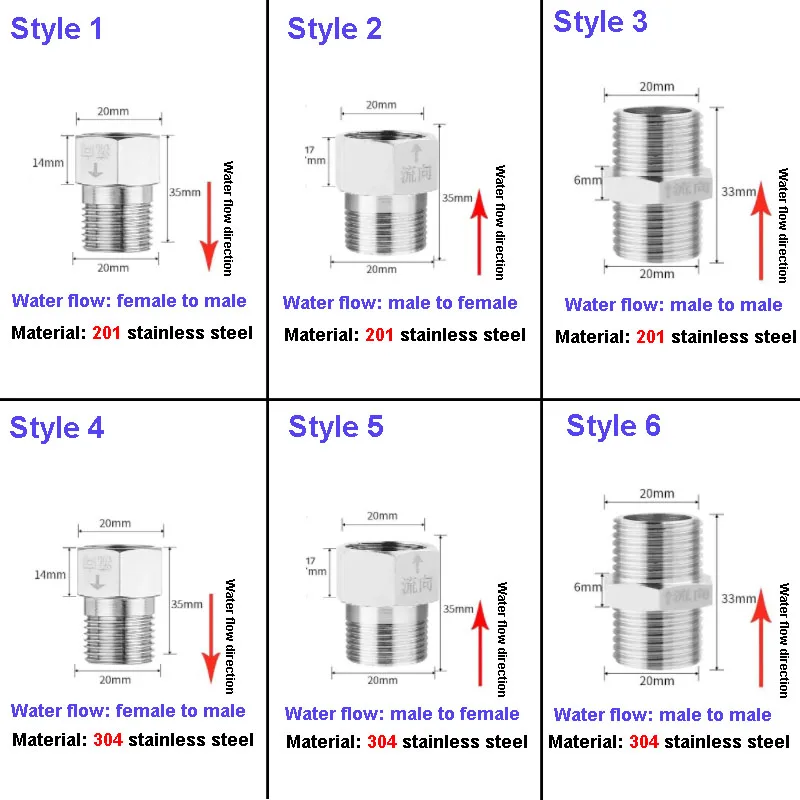 Toilet One-way Check Valve Male Female Thread 1/2" 201/304 Stainless Steel Water Tower Water Heater Anti-backflow