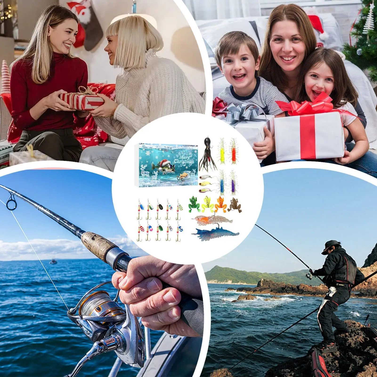 2025 Christmas Count Down Calendar 24-Day Angling Gears Advent Countdown Calendar Fish Lures For Fisherman Friends Men Teens