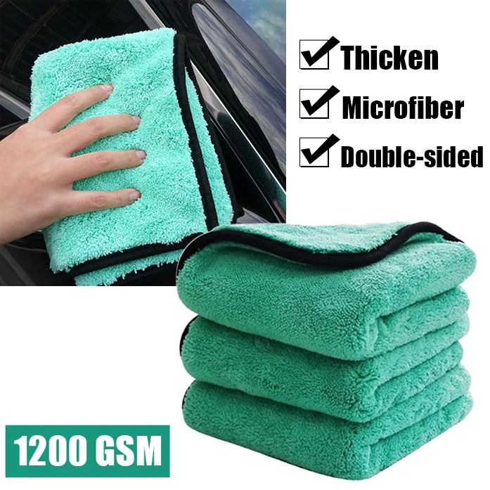 

1200GSM Thicken Washing Towel Microfiber Double-sided Coral Fleece Car Cleaning Towels Strong Water Absorption Drying Cloth