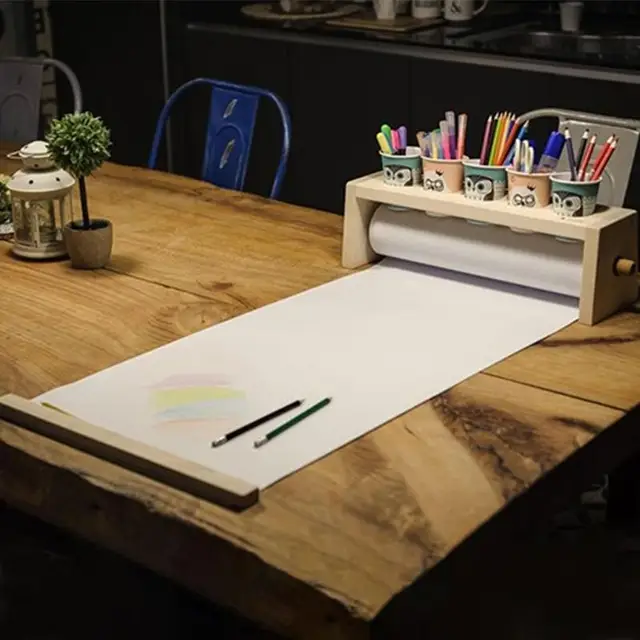 Art Papír Tekercs Adagoló Fa Tartó Asztali Rajz Szervező Kézműves - Image 2