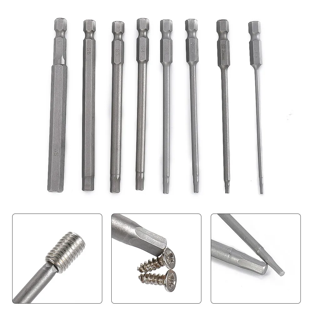 

8pcs Hex Head Wrench Screwdriver Socket 1/4"Shank Metric 100mm Security Bit Set Tamper Proof Screwdriver Drill Bit Hand Tools