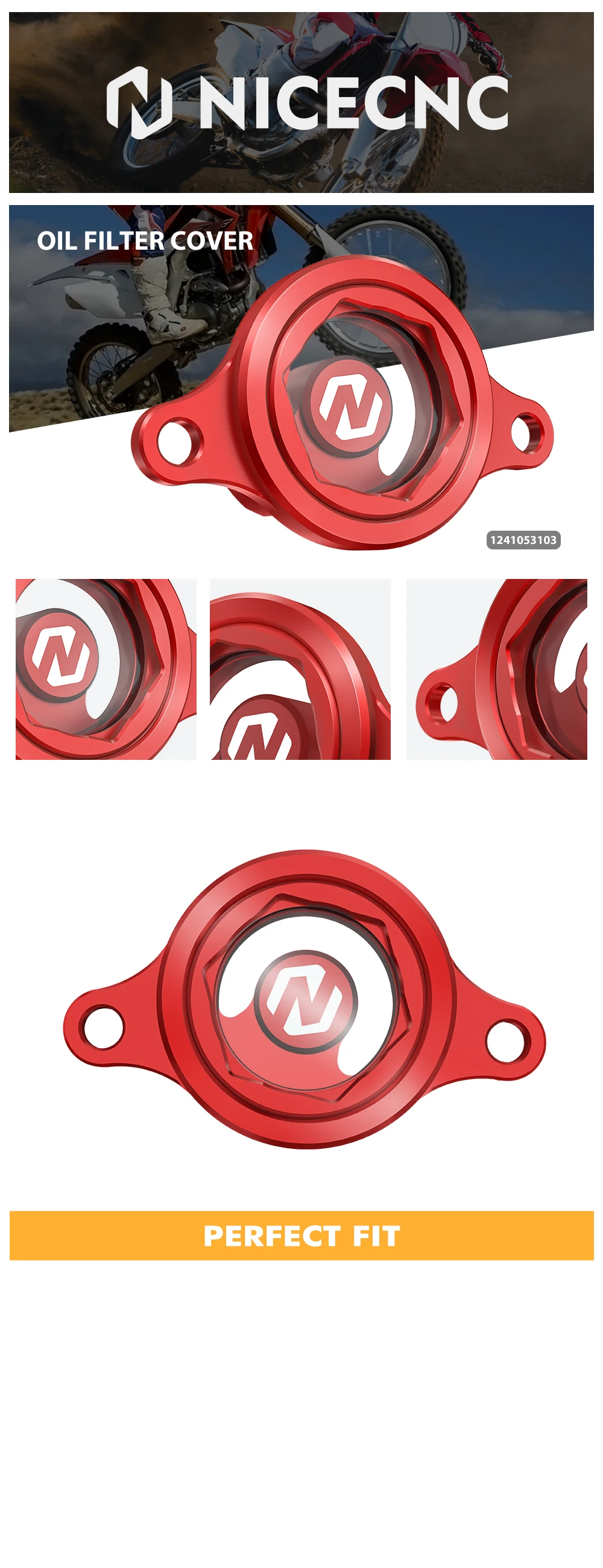 NICECNC für Honda CRF450R CRF 450R 450 R 2009-2016 2015 2014 Transparente Motorölfilter-Abdeckkappe aus Aluminiumlegierung für Motorräder – Detail 1