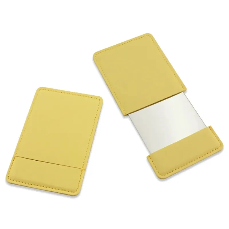 Ultra-thin Cosmetic Mirror Stainless Steel Shatter-Proof Portable PU Leather Sleeve Pocket Card Mirror Makeup makeup mirror