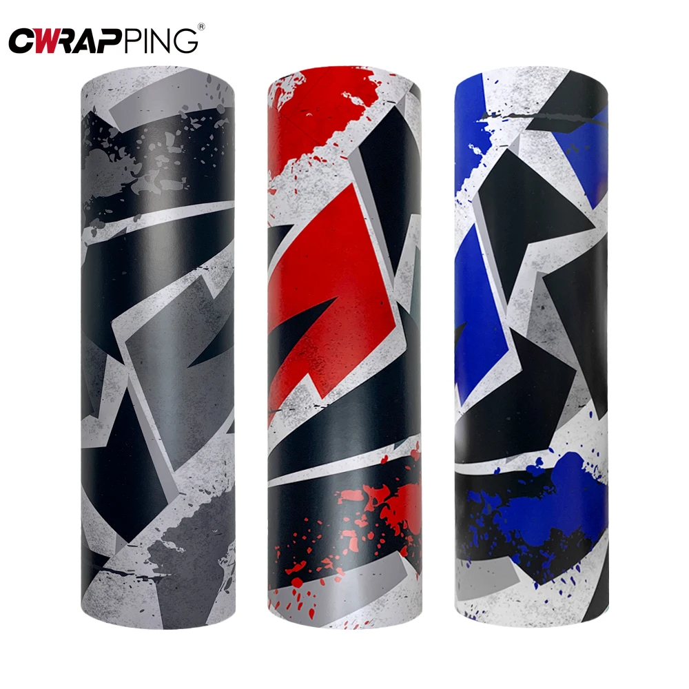 Vinile per auto mimetico 3 colori Decorazione automatica Foglio avvolgente in stile geometrico Pellicole per carrozzeria auto Adesivi per accessori auto