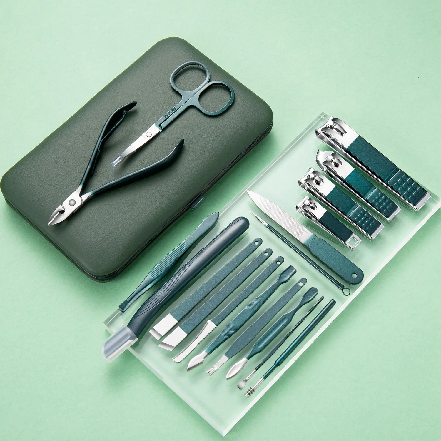 7/10/12/18Pcs Manicure Set Stainless Steel Nail Cutter Fingernail Clippers Trimmer Eyebrow Scissor Tweezers Ear Spoon Facial Car 5