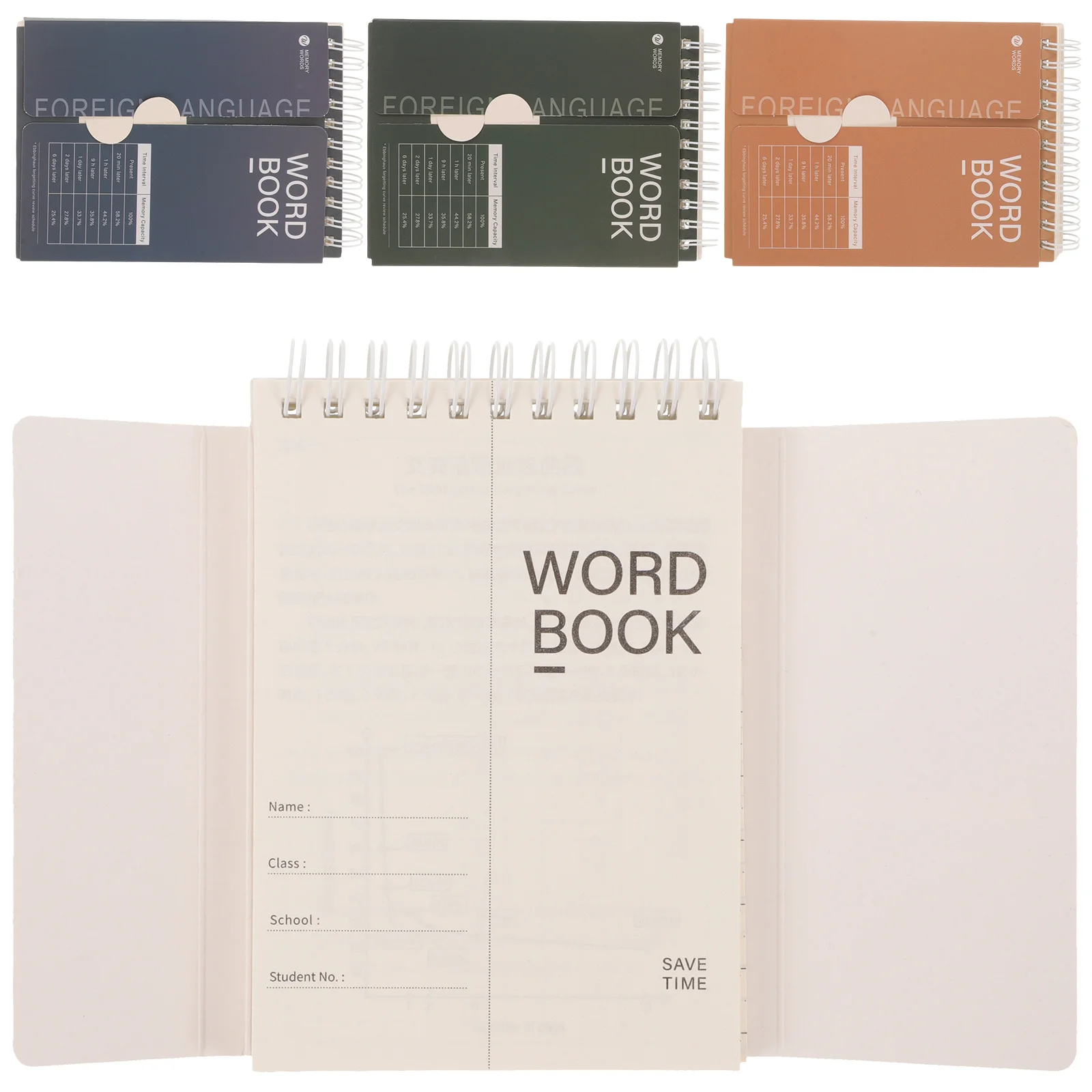

English Title: Planner Word Book Loose Leaf Notebook Korean Spiral Notepad Memo Mini Notebooks Note Pad English Word Notepad