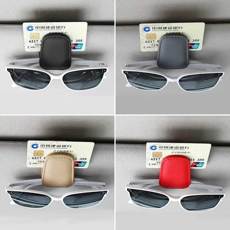 Magnetic Sunglass Holder For Car Visor - Leather Eyeglass Clip With Strong Magnet For Glasses & Cards