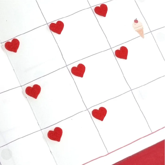 Korean Import Original BONITO 2 in 1 Nonwoven Red Hearts Stickers Scrapbooking Diy Journal Diary Stationery Sticker Decor Gift