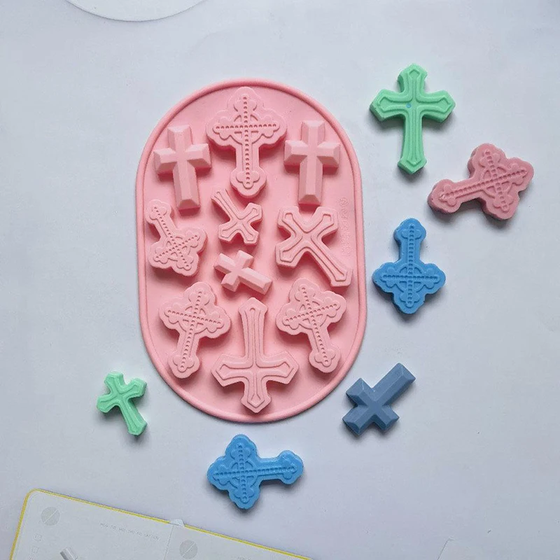 10 Hole Retro Cross Silicone Mold Chocolate Mold DIY Baking Handmade Biscuit Handmade Soap Making Aromatherapy Gypsum