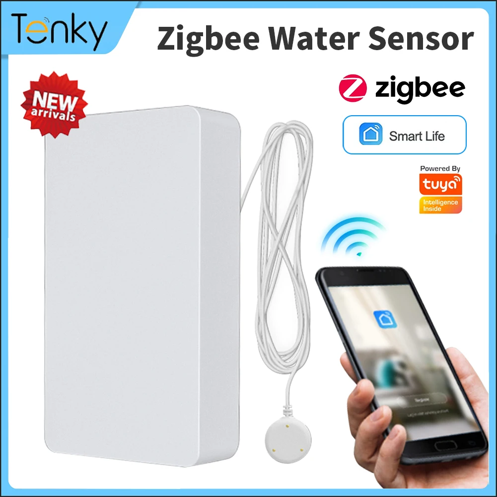 Tuya Zigbee Water Leakage Detector Flood Alert Full Water Sensor Monitor Alarm Overflow Security APP Push Reminder Smart Home tuya zigbee smart home water sensor leak detector flood water leakage alarm works with tuya zigbee hub