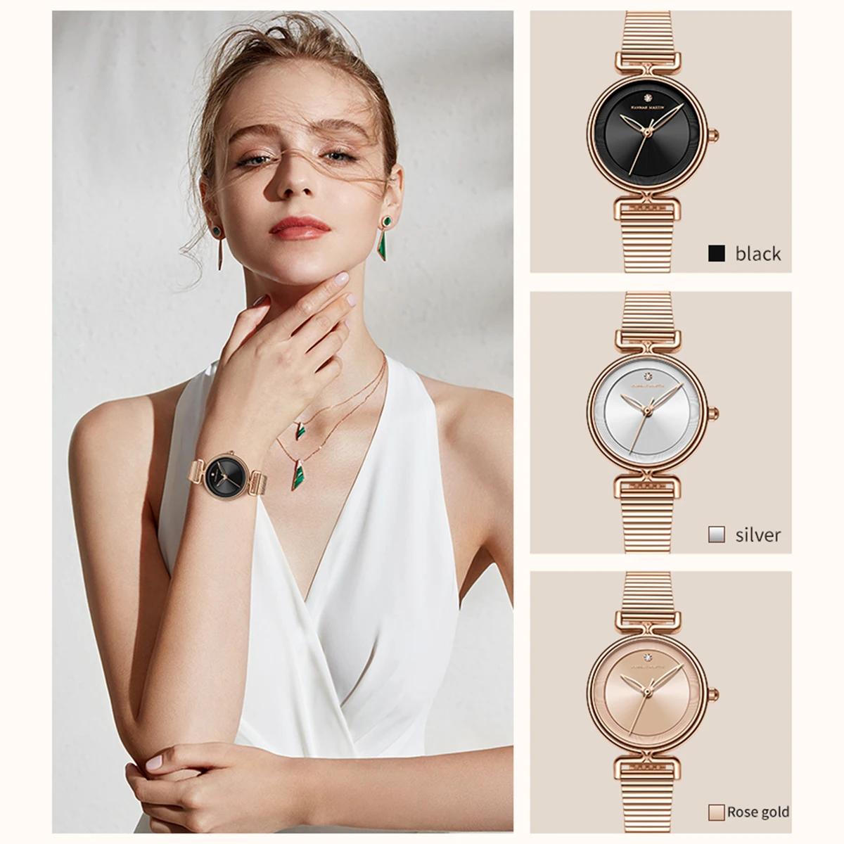Hannah Martin Top Brand Original Women's Watch 29mm Mini Dial Rose Gold Luxury Fashion Japanese Quartz Movement Watch for Women 5