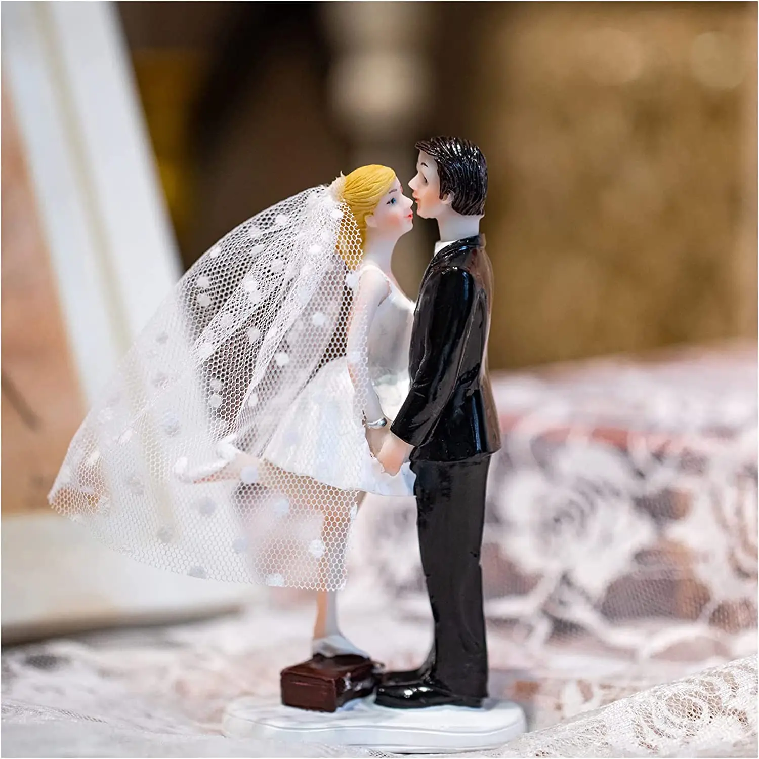 Rare Couple De Mariés Céramique 1930 – Fait Main – Décoration Gâteau Mariage