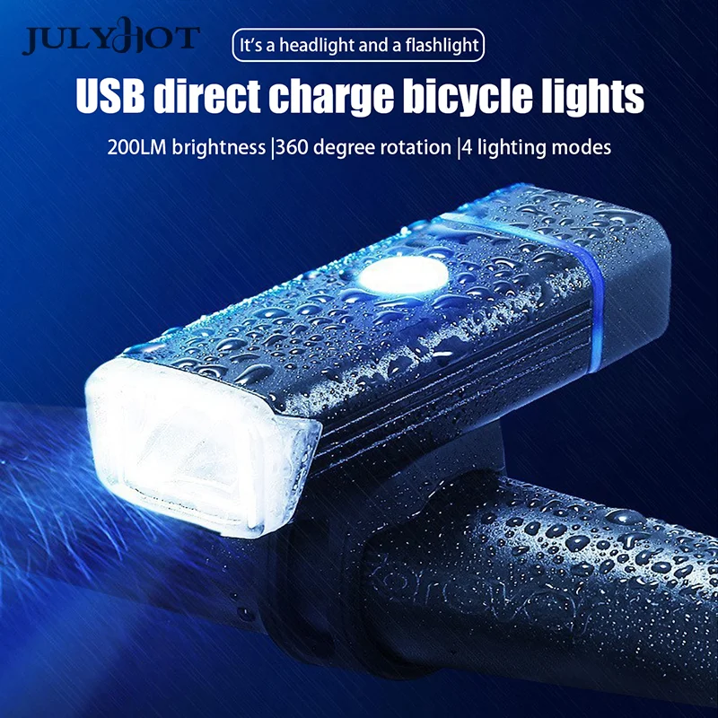 

1PCS Bicycle Front Light High Power Waterproof USB Rechargeable Bike Light Safety Warning LED Handlebar Cycling Bycicle Light