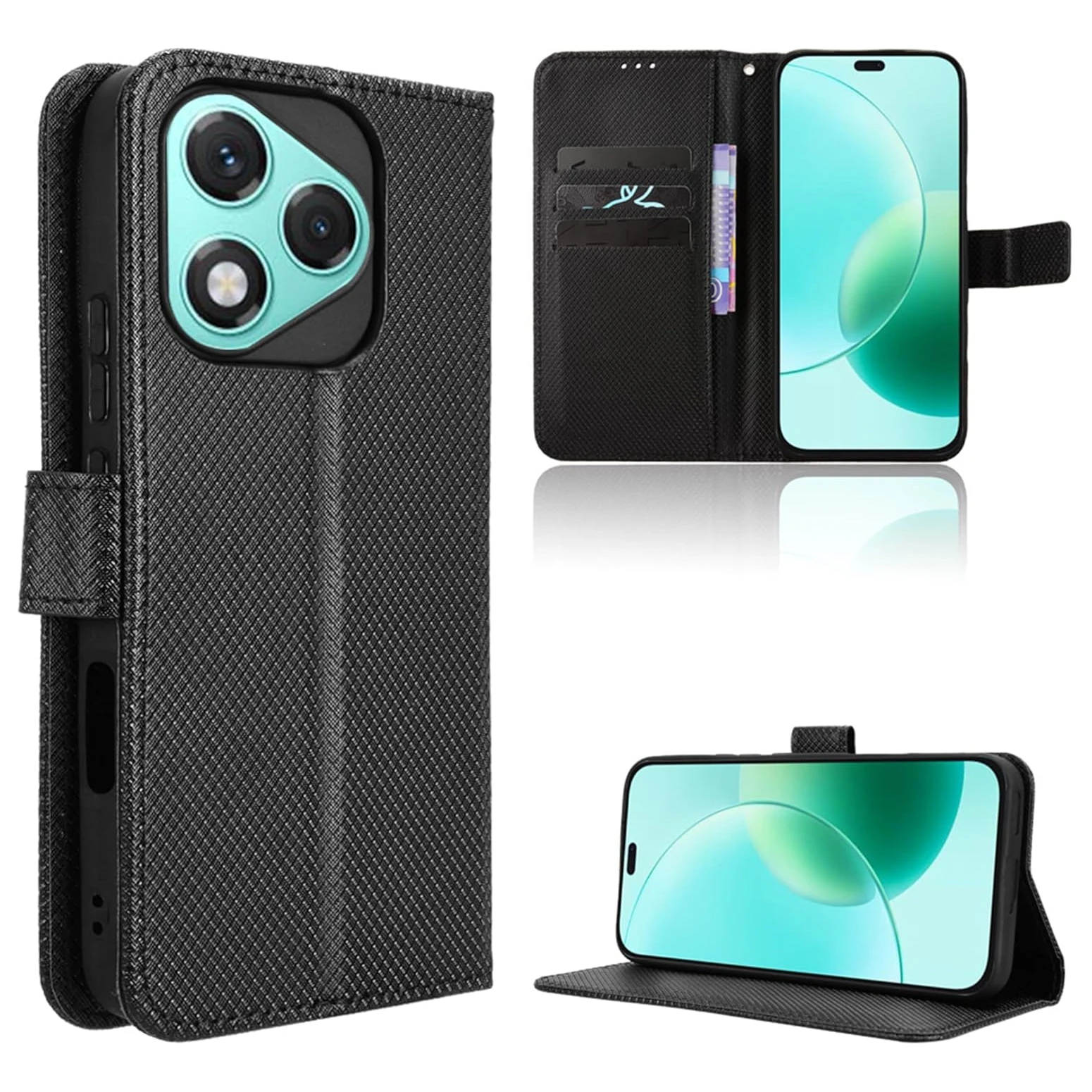 Leather Flip Wallet Case with Magnetic Closure and Card Holder