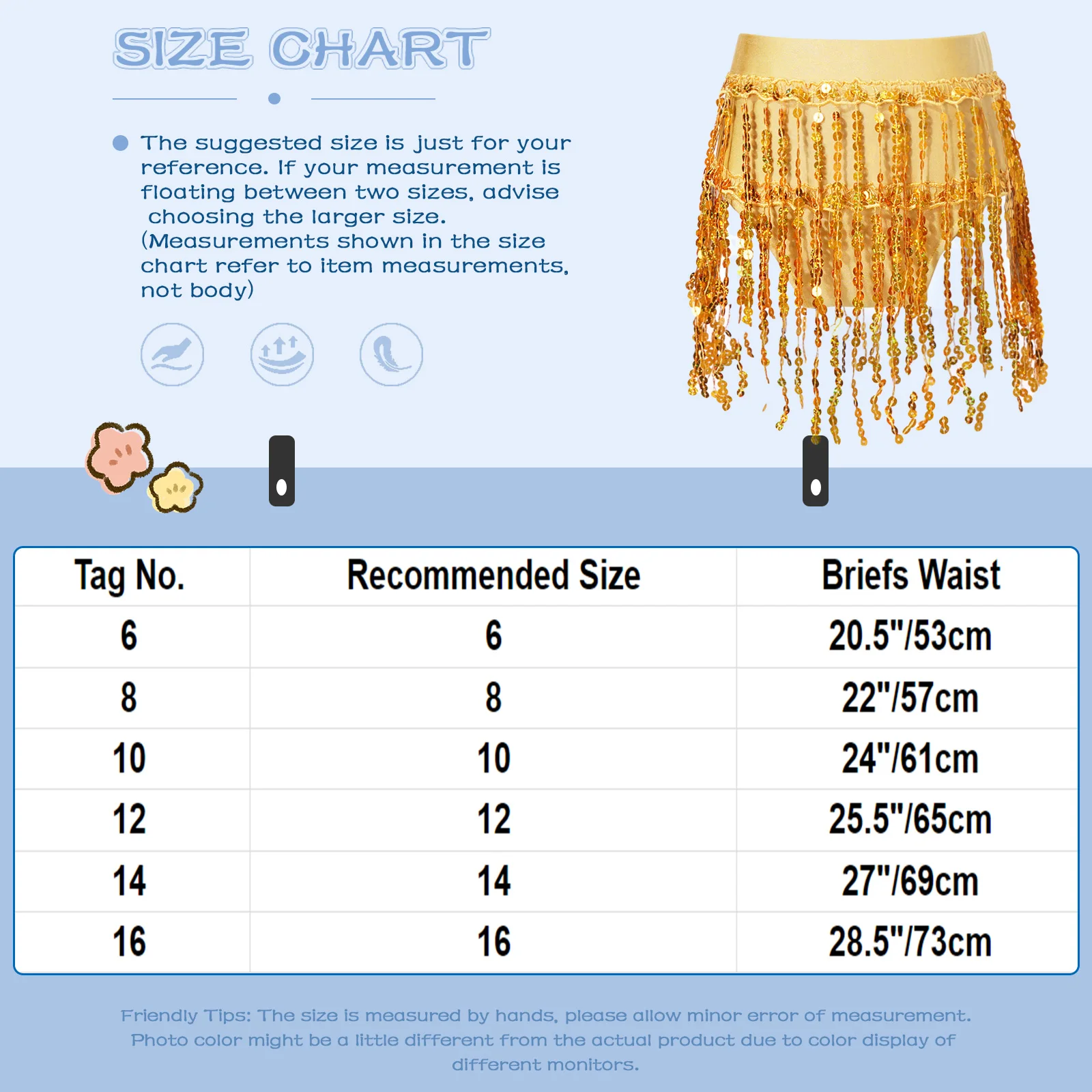 Children Skirts Shiny Sequins Tassels Metallic Dance Fringed Jazz Costume