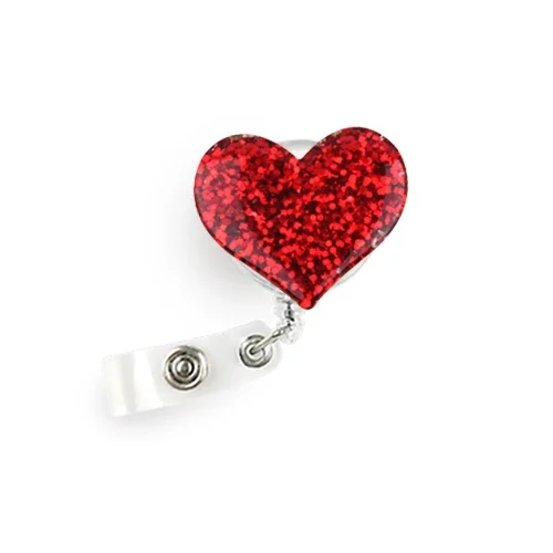 Heart Resin Pull Name id Card Badge Reel Holder for Nurse Student Silica Retractable Badge Holder Exhibition Chest Office Card retractable badge reel badge holder retractable id tag retractable id lanyard