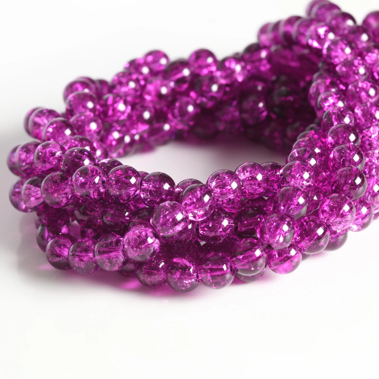 Elegant Pink Crackled Glass Beads for Handmade Jewelry Crafts