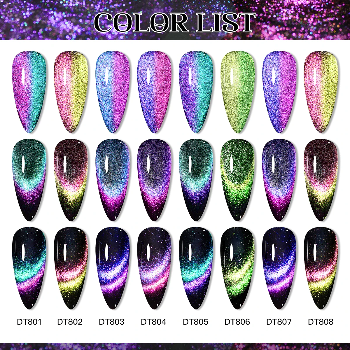 MEET ACROSS 9D Cat Magnetic Gel Nail Polish Set With Magnetic Stick Rainbow Soak Off UV Gel LED Nail Art Varnish For Nails 3