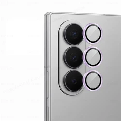 Clear Tempered Glass Camera Protector Case with Metal Ring - Rear Lens Cap for Samsung Galaxy Z Fold Series (Purple - 04)