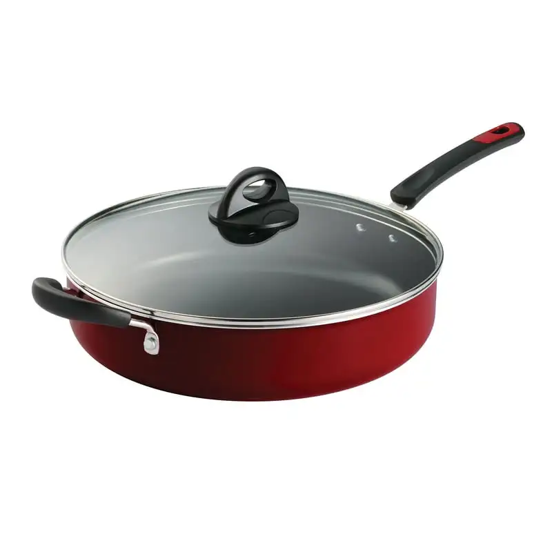 

5 Qt Aluminum Nonstick Covered Jumbo Cooker – Red Plate for cooking Aluminium pan Cooling rack Round cake pan for baking Silic