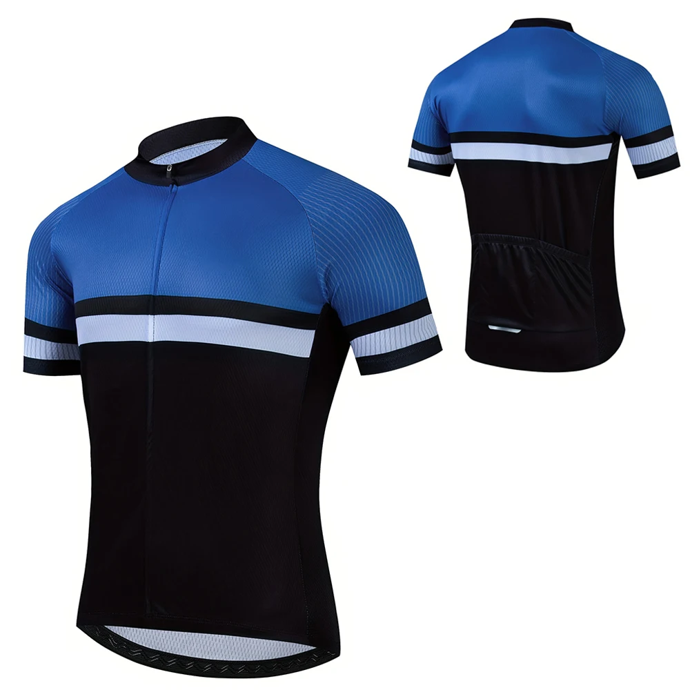cycling jersey Mountain Bike Men's Cycling Jersey Blue Black Short Sleeve MTB Breathable racing Sports Top