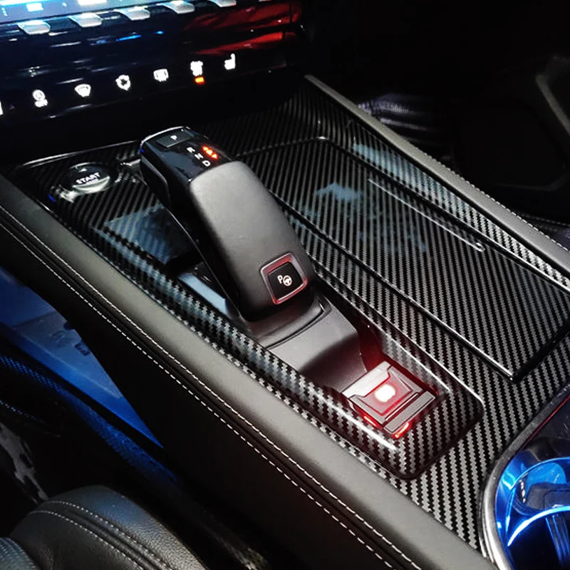 For Peugeot 508 2019 - 2022 Center Console Gear Shift Box Panel Cover Decorative Trim ABS Carbon Fibre /Sliver Accessories