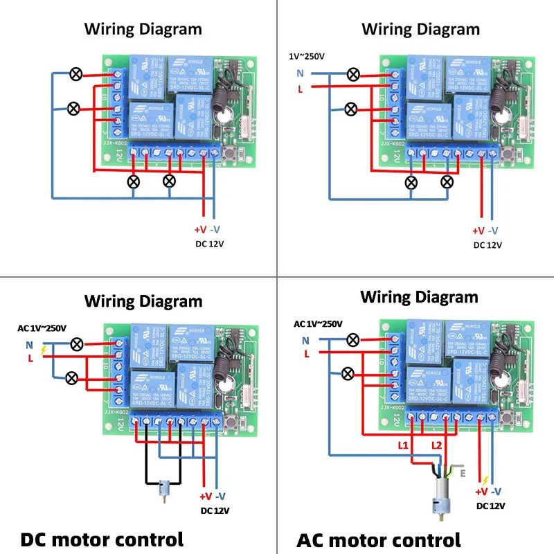 Controle Remoto sem Fio Universal para Garagem Porta Motor Cortina Led Receptor e Transmissor de Relé 4ch dc 12v 10amp 433mhz - Image 6