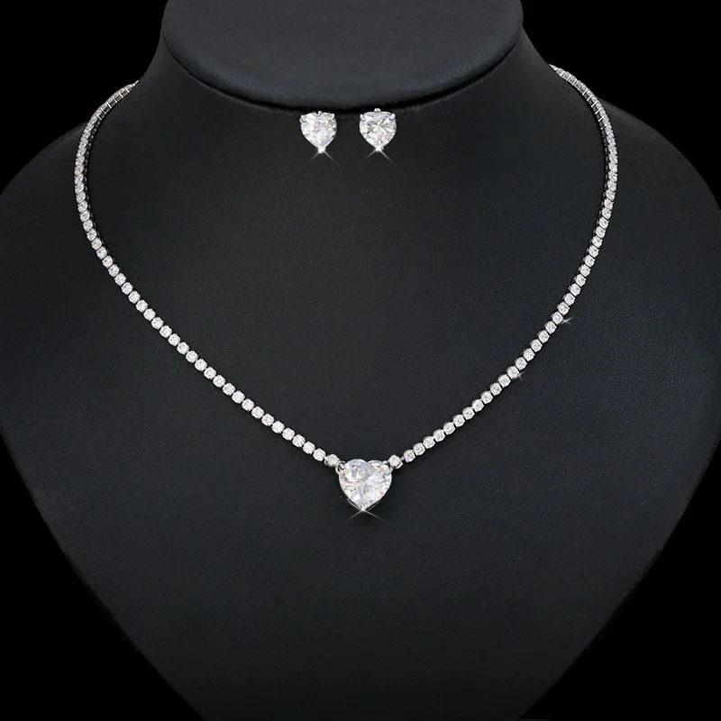 

Funmode Creative Zircon Sparkling Full of Diamond Drop Necklace Earrings Bridal Wedding Jewelry Set FS295