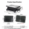 BioloMix 2000W Electric Contact Grill Digital Griddle and Panini Press, Optional Waffle Maker Plates, Opens 180 Degree Barbecue 6