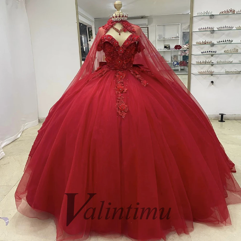 Lady Ball Gown Quinceanera Dress Off the Shoulder Cloak Appliques Pageant Gowns 15 Anos Vestido Customized