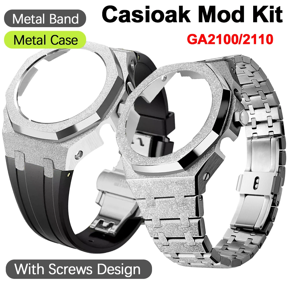 

NEW Gen5 Frosted Mod Kit For Casioak GA2100 GAB2100 Modification Kit Metal Stainless Steel Case Rubber Strap ga2110 With Screw