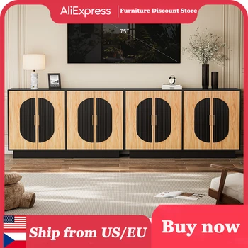 Modern Fluted Modular Credenza & Buffet Cabinet with Storage 1