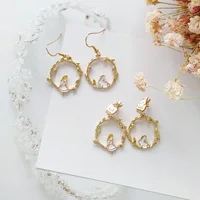 Fairy Tales Cute White Rabbit Alice in Wonderland Clip Earrings Non No Piercing Ear Hole Fairy Round Branch Clips on Earrings 2