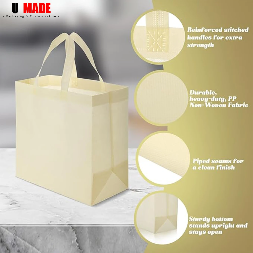 10/20/50Pcs Custom Tote Non-woven Bags with Handle Bulk Personalized Reusable Shopping Bags with Logo Customized for Business 4