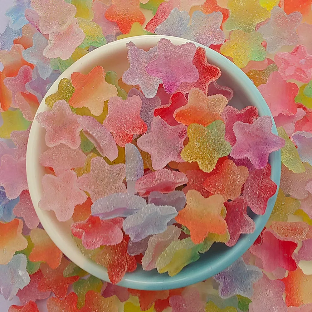 슬라임 하트 네일 참, 혼합 캔디 송진, 젤리 그라데이션 스타 카보숑, 미니 클레이 폴리머, 슬라임 비즈 네일 장식, 20 개