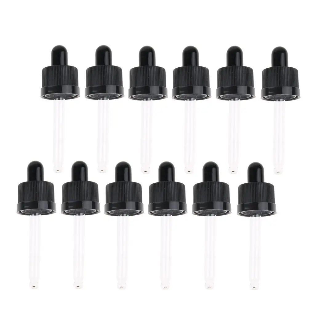 

Set of 12pcs Eye Droppers Tops for ml (1/2 Ounce), Black, Glass and