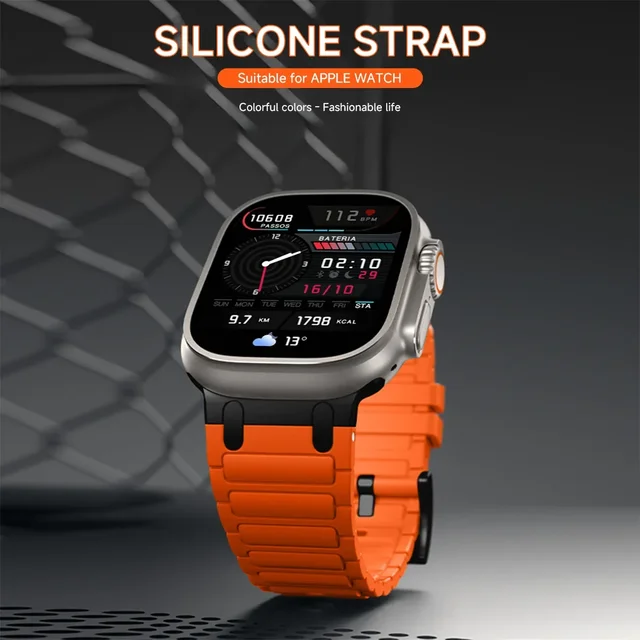 Silicone strap for Apple Watch Band Ultra 2 49mm 46mm 44mm 40mm 45mm 41mm 38mm 44mm for iwatch series 10 9 8 7 6 5 4 3 2 1se 3