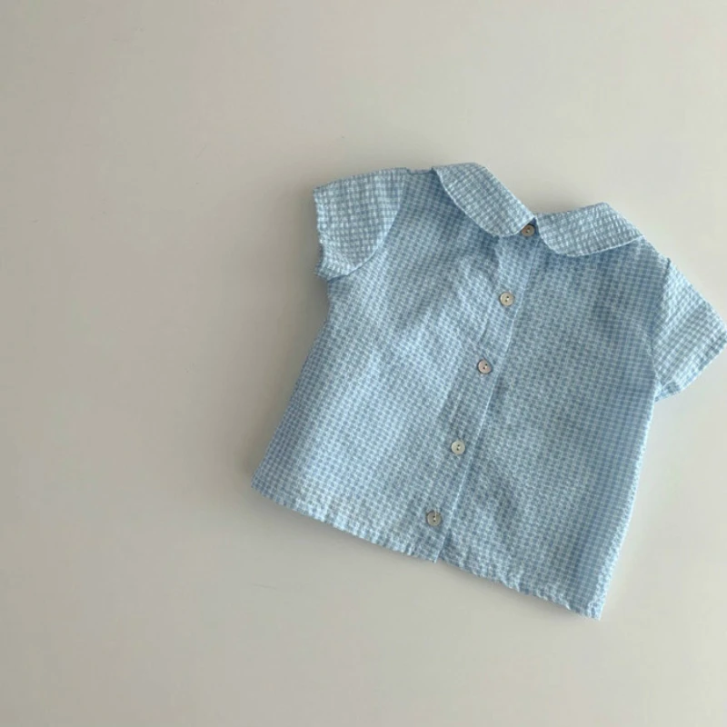 HoneyCherry Summer Girl's Shirt Simple Sweet And Versatile Short Sleeve Loose Lapel Top Baby Girl Blouse