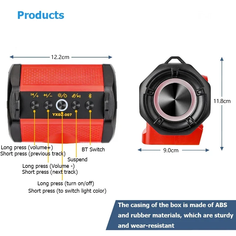 Alto-falante Bluetooth Portátil para Makita Leitor de Bateria de Lítio Alto-falante Amplificador com Porta Usb tipo c Carga para Acampar 18v - Image 6
