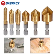 

3/6pcs Countersink Drill Bit Set 1/4'' Hex Shank HSS 5 Flute Countersink 90 Degree Wood Chamfering Cutter Chamfer 6mm-19mm