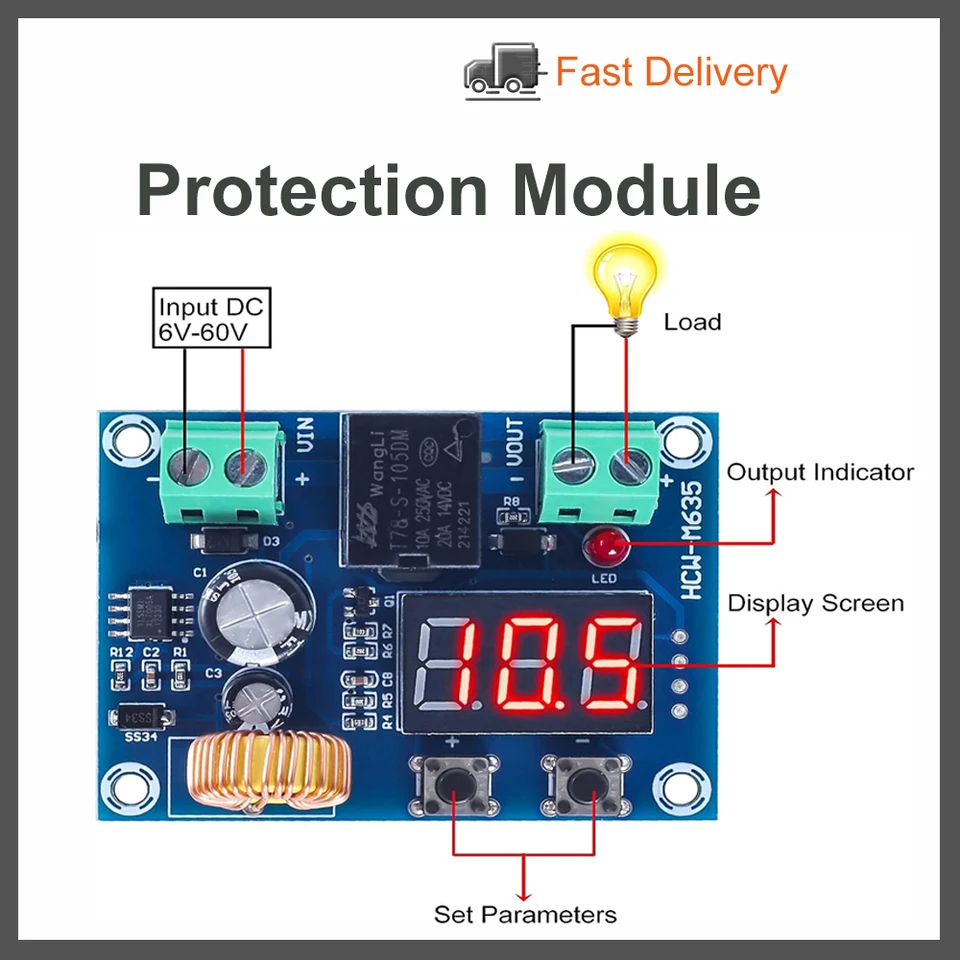 Módulo De Protección Por Bajo Voltaje Para Baterías - Rango 6-60V, Ideal Para 12V-36V - Control De Carga Y Descarga