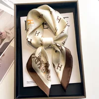 Luxury Design Horse Print Silk Square Scarf Women Soft Satin Hairband Neckerchief Office Hijab Headband Foulard Gift 70*70cm 5