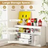 Toy Storage Organizer, Wooden Kids Bookshelf with 2 Drawers, 2 Cabinets & Open Shelf, Toy Organziers and Storage for Playroom 2